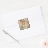 Kitsune & Kirschblüte Quadratischer Aufkleber (Umschlag)