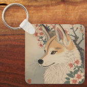 Kitsune & Kirschblüte Schlüsselanhänger (Vorderseite)