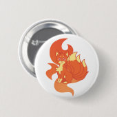 Kitsune-Knopf mit loderndem Feuer Button (Vorne & Hinten)