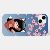 Kitsune Kokeshi Doll - Black Fox Geisha Girl Case-Mate iPhone Hülle (Rückseite (Horizontal))
