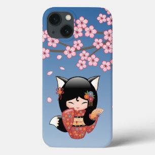 Kitsune Kokeshi Doll - Black Fox Geisha Girl Case-Mate iPhone Hülle
