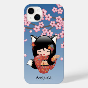 Kitsune Kokeshi Doll - Black Fox Geisha Girl Case-Mate iPhone 14 Plus Hülle