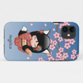 Kitsune Kokeshi Doll - Black Fox Geisha Girl Case-Mate iPhone Hülle (Rückseite (Horizontal))