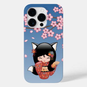 Kitsune Kokeshi Doll - Black Fox Geisha Girl Case-Mate iPhone 14 Pro Hülle