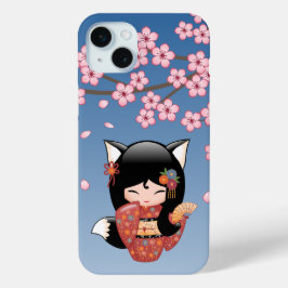 Kitsune Kokeshi Doll - Black Fox Geisha Girl Case-Mate iPhone Hülle