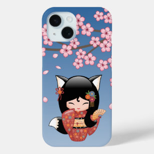 Kitsune Kokeshi Doll - Black Fox Geisha Girl Case-Mate iPhone Hülle