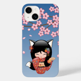 Kitsune Kokeshi Doll - Black Fox Geisha Girl Case-Mate iPhone 14 Hülle