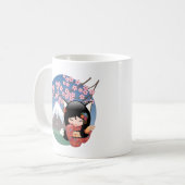 Kitsune Kokeshi Doll - Black Fox Geisha Girl Coffe Kaffeetasse (Vorderseite Links)