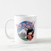 Kitsune Kokeshi Doll - Black Fox Geisha Girl Coffe Kaffeetasse (Links)