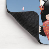 Kitsune Kokeshi Doll - Black Fox Geisha Girl Mousepad (Ecke)