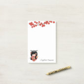 Kitsune Kokeshi Doll - Black Fox Geisha Girl Post-it Klebezettel (Auf Schreibtisch)