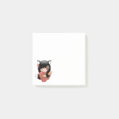 Kitsune Kokeshi Doll - Black Fox Geisha Girl Post-it Klebezettel (Vorderseite)