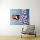 Kitsune Kokeshi Doll - Black Fox Geisha Girl Wandteppich (Beispiel (Horizontal))