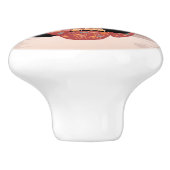 Kitsune Kokeshi Doll - Niedlich Black Fox Girl Keramikknauf (Seitenansicht)