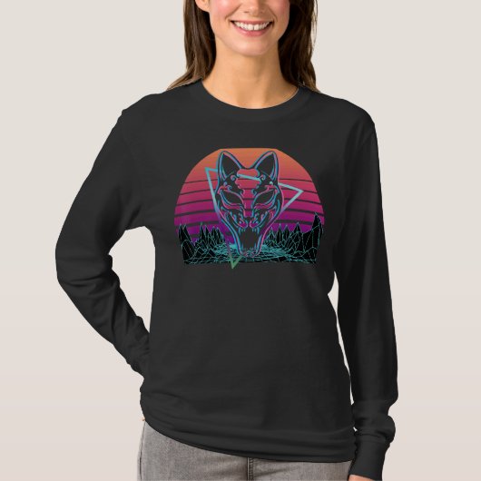 Kitsune Mask Fox Mask Retro T-Shirt (Vorderseite)