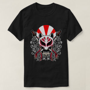 Kitsune Mask mit überquerten Katanas T-Shirt