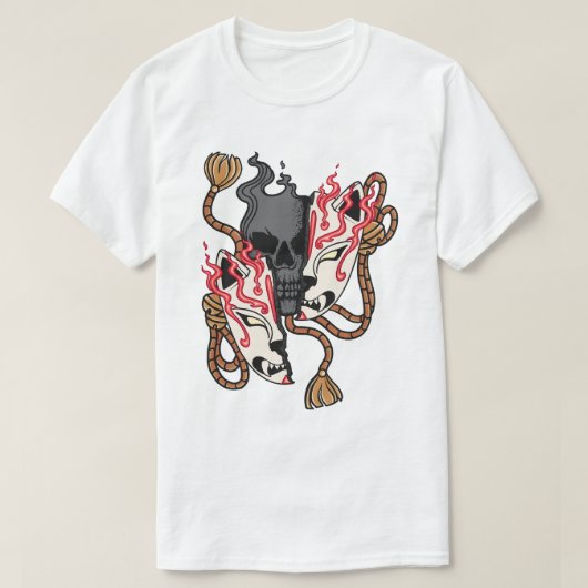 Kitsune Mask Skull Split T-Shirt (Design vorne)