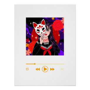 Kitsune-Maske   Motivierende Anime-Wandkunst Poster