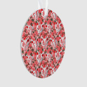 Kitsune Masken und blühende Kamelie auf rosa Ornament (Vorderseite)