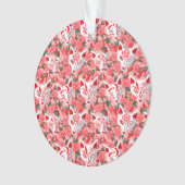 Kitsune Masken und blühende Kamelie auf rosa Ornament (Vorderseite)