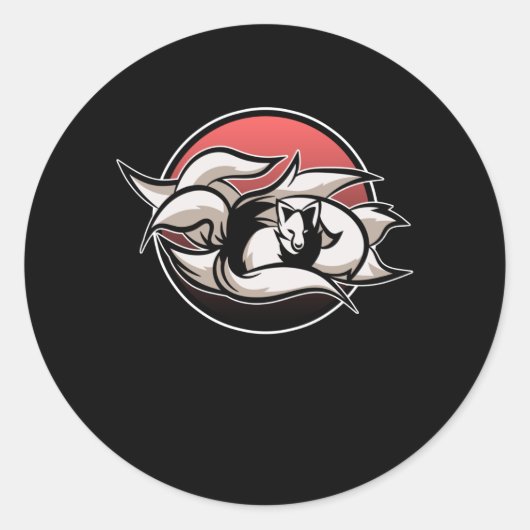 Kitsune Modern Kawaii Kami Japanese Fox Runder Aufkleber (Vorderseite)