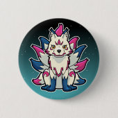 Kitsune Nine-Tails Fox: Japanisch Yokai Button (Vorderseite)