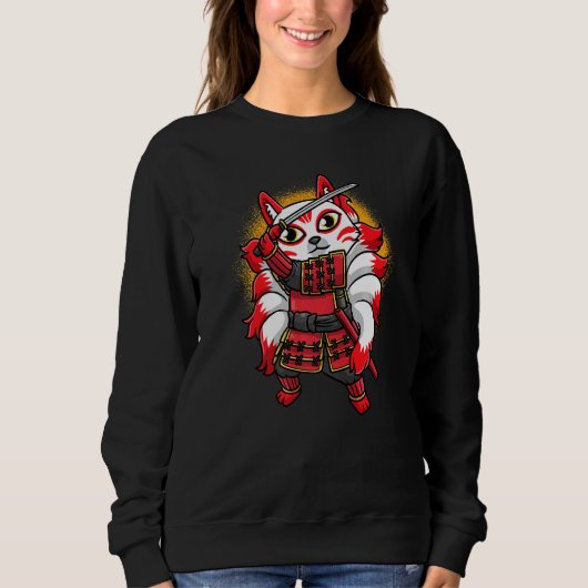Kitsune Ninja Nine Tailing Fox Japanischer Samurai Sweatshirt (Vorderseite)