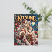Kitsune, Paper Cut Monster Postkarte (Stehend Vorderseite)