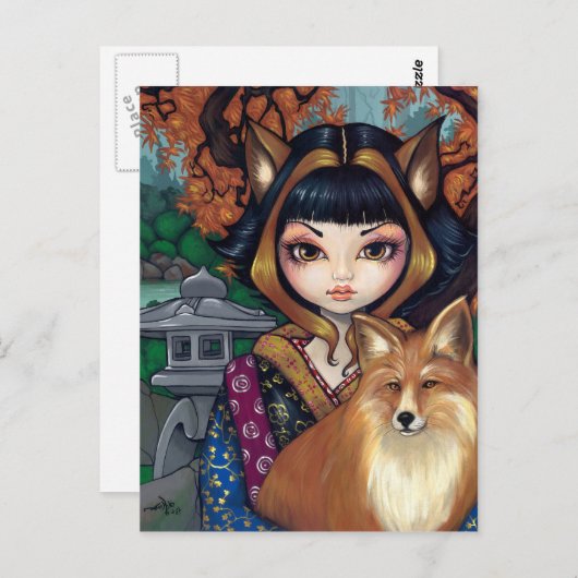 "Kitsune" Postkarte (Vorne/Hinten)