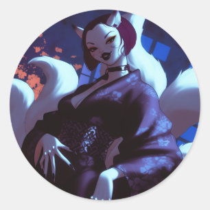 Kitsune Runder Aufkleber
