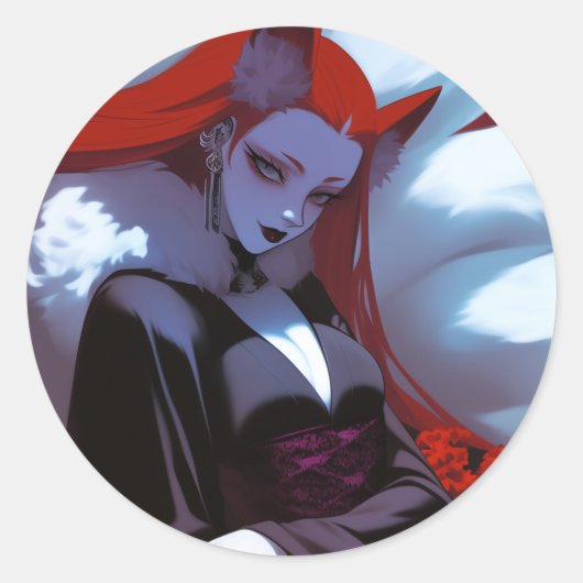 Kitsune Runder Aufkleber (Vorderseite)