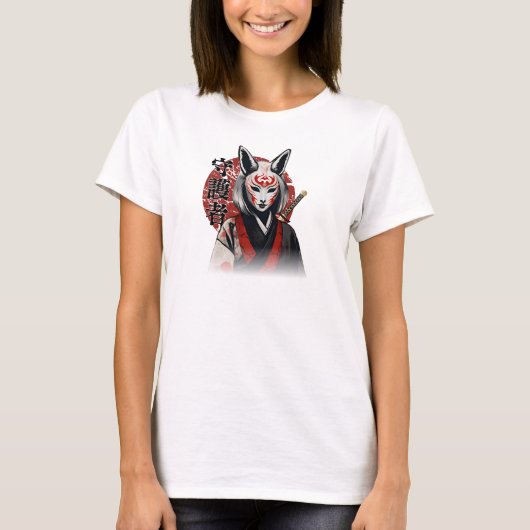 Kitsune Samurai Guardian – Japanese Fox Warrior T-Shirt (Vorderseite)