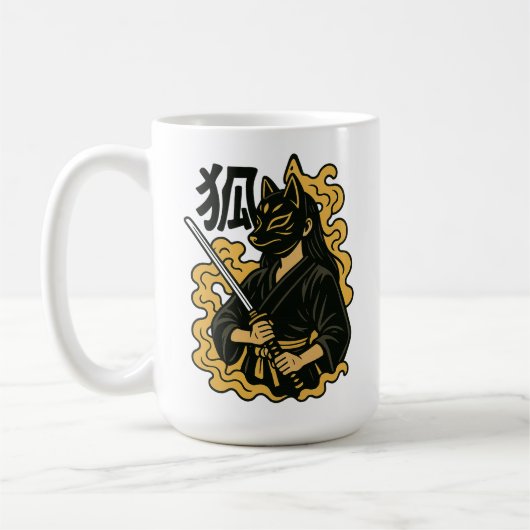 Kitsune Samurai Warrior - Japanisch Fox Maske Kuns Kaffeetasse (Links)