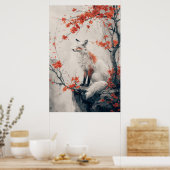 Kitsune Spirit – Japanese Fox in Blossom Forest Poster (Küche)