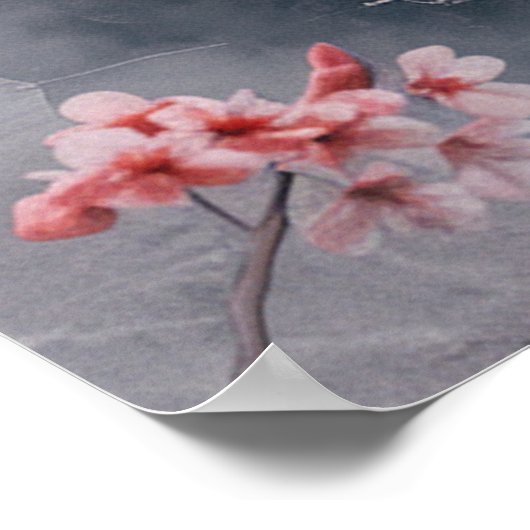 Kitsune Spirit – Japanese Fox in Blossom Forest Poster (Ecke)