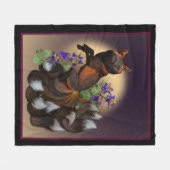 Kitsune und Akelei-Blumen Fleece-Decke Fleecedecke (Vorderseite (Horizontal))