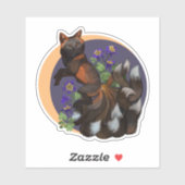 Kitsune und Columbine-Blume Aufkleber (Blatt)