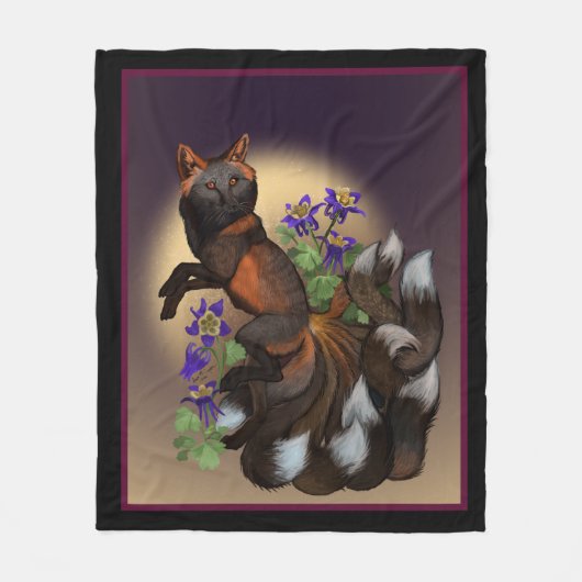 Kitsune und Columbine Blume Fleece Blanket (Vorderseite)