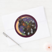 Kitsune und Columbine-Blume Runder Aufkleber (Umschlag)