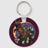 Kitsune und Columbine-Blume Schlüsselanhänger (Vorderseite)