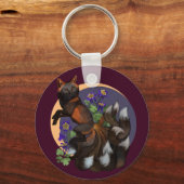 Kitsune und Columbine-Blume Schlüsselanhänger (Vorderseite)