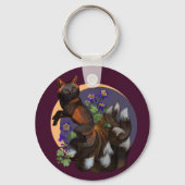 Kitsune und Columbine-Blume Schlüsselanhänger (Rückseite)