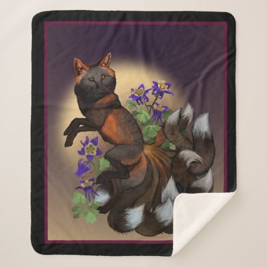 Kitsune und Columbine-Blume Sherpadecke (Vorderseite)