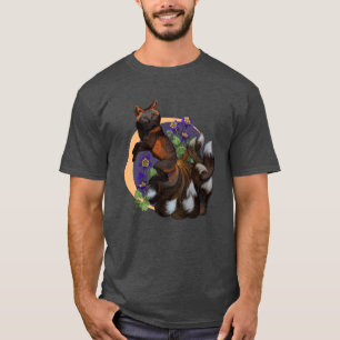Kitsune und Columbine-Blume T-Shirt