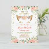 Kitta Kätzchen pfirsichcreme Girl Dusche Einladung (Stehend Vorderseite)