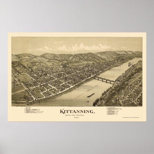 Kittanning, PA Panoramic Map - 1896 Poster (Vorne)