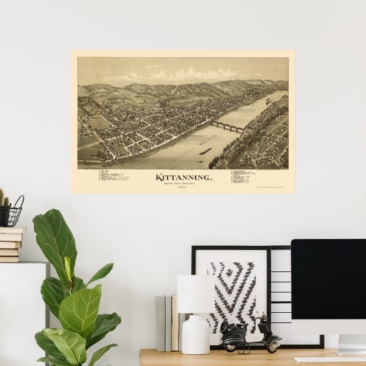 Kittanning, PA Panoramic Map - 1896 Poster (Heimbüro)