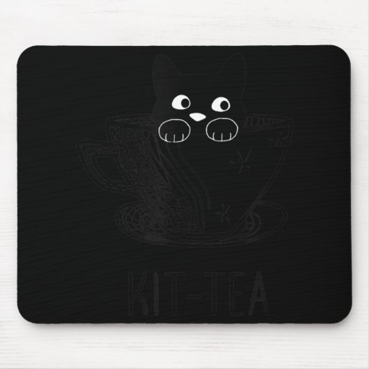 KitTea Katze Lover Niedliche und lustige schwarze Mousepad (Vorne)