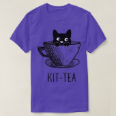 KitTea Katze Lover Niedliche und lustige schwarze T-Shirt (Design vorne)