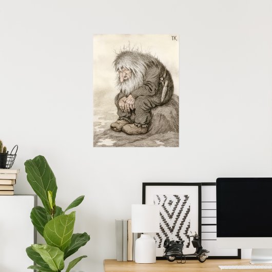 Kittelsen Troll fragt sich, wie alt er ist CC0040 Poster (Heimbüro)